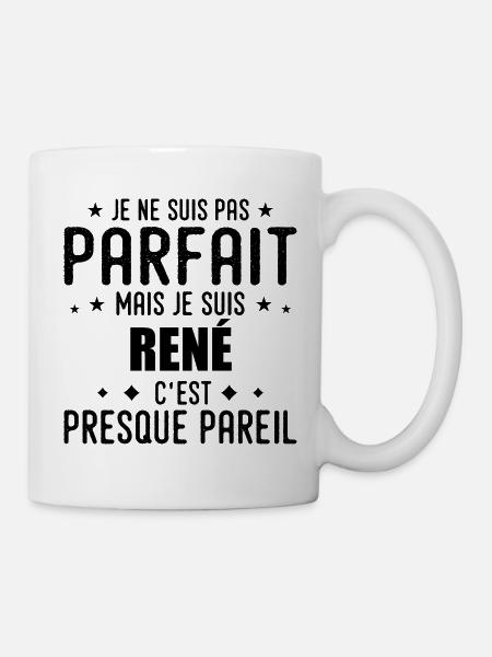 René: authentisch, unvollkommen, oberflächlich, perfekt - Tasse - Weiß