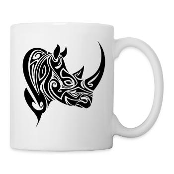 Nashorn Tribal Kopf Tattoo - Tasse - Weiß - Rechts