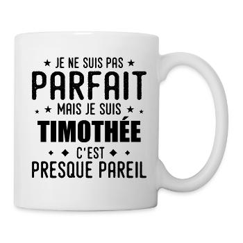 Timothée: authentic, imperfect, top, perfection - Mug - white - Right