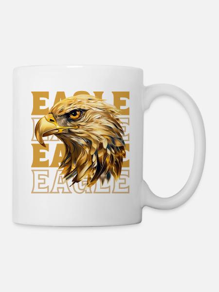 Adler Adlerkopf Gold Raubvogel Vogel Tier Natur - Tasse - Weiß