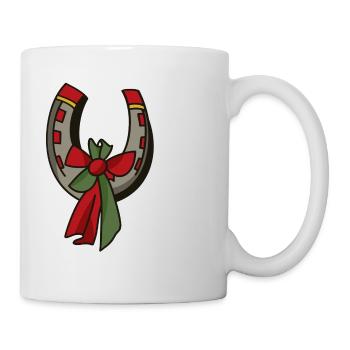 Glücks Hufeisen mit Schleife – Oldschool Tattoo Vi - Tasse - Weiß - Rechts