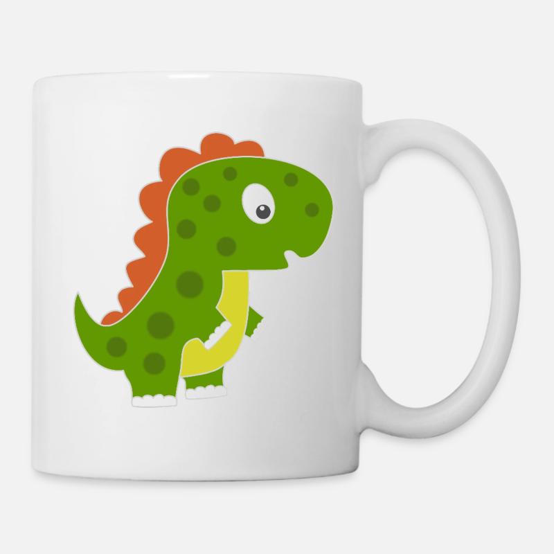 Verspielter Dino mit buntem Rücken - Tasse - Weiß