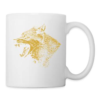 Design d'Illustration de Loup en Or - Mug blanc - blanc - Droite