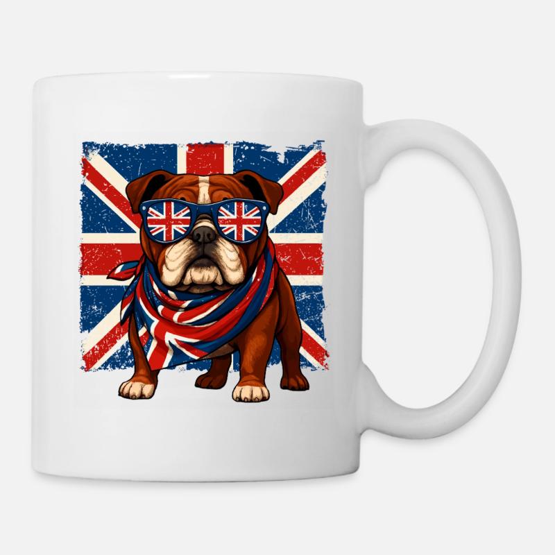 British Bulldog with Union Jack Sunglasses - Mug - white