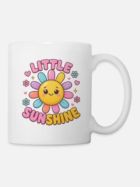 Kawaii Sunflower with Heart Accessories - Mug - white