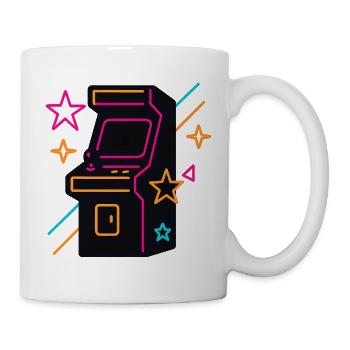 Retro neon arcade game design - Mug - white - Right