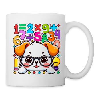 T-shirt imprimé « Number Day Maths » avec un adorable chiot mathématique - Mug blanc - blanc - Droite