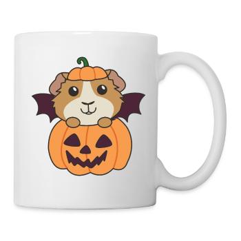 Guinea Pig Happy Halloween Pumpkin Bat - Mug - white - Right