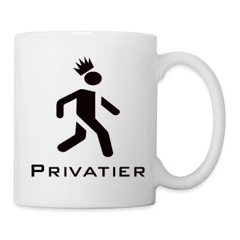 Privatier - Runner mit Krone Design schwarz - Tasse - Weiß - Rechts