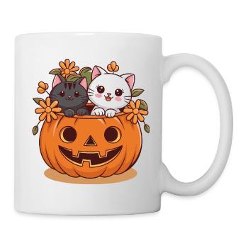 Cats in pumpkin head Halloween design - Mug - white - Right
