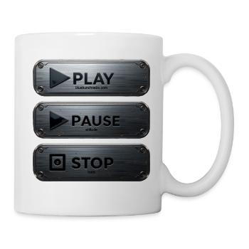 Bluebunch Radio abspielen, Haltung pausieren, Hass stoppen - Tasse - Weiß - Rechts