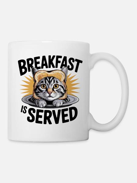 Petit-déjeuner chat humour - Mug blanc - blanc