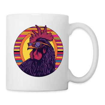 Stylish rooster silhouette with retro colors - Mug - white - Right