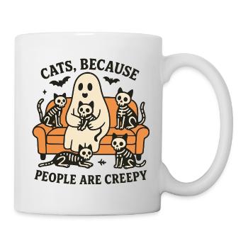 Katzen, weil Menschen gruselig sind – Halloween Ghost - Tasse - Weiß - Rechts