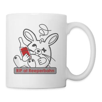 Funny bunny skull with bottle and Reeperbahn - Mug - white - Right