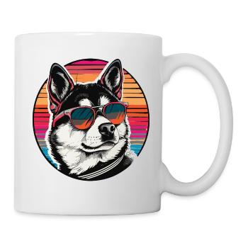 Cool Husky mit Sonnenbrille im Retro-Stil - Tasse - Weiß - Rechts