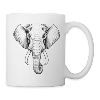 Illustration détaillée d’un éléphant en noir et blanc - Mug blanc - blanc - Droite