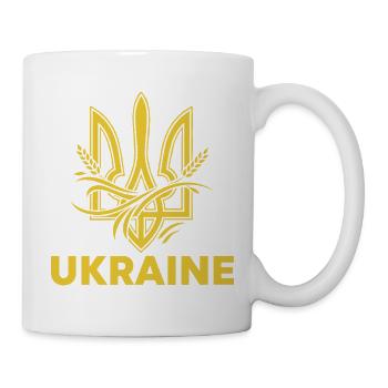 Ukrainian Trident with Wheat Motif - Mug - white - Right