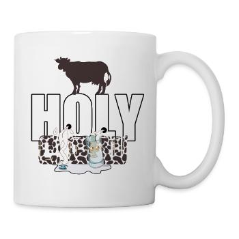 kalb Heilige Kuh Lustige Kuh mit Milch Caos Witz - Tasse - Weiß - Rechts