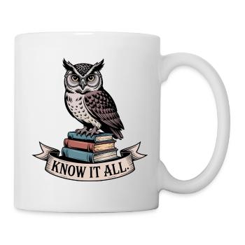 Owl on Books Know It All - Mug - white - Right
