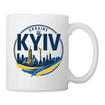 Ukrainisches Kiewer Skyline-Abzeichen - Tasse - Weiß - Rechts