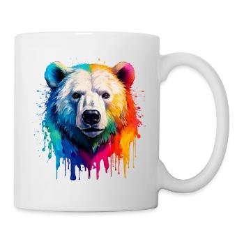 Bunter Eisbärenkopf mit Farbverlauf - Tasse - Weiß - Rechts