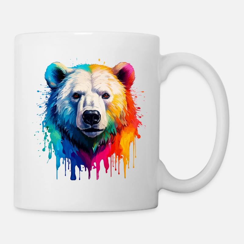 Bunter Eisbärenkopf mit Farbverlauf - Tasse - Weiß