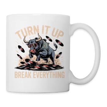 Dreh auf, Vinylbull - Tasse - Weiß - Rechts