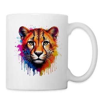 Vivid Cheetah Portrait Art Design - Mug - white - Right