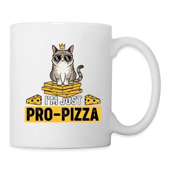 Cat pizza with sunglasses and crown - Mug - white - Right