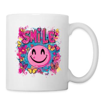 Sourire toute la journée - coeur papillon - Mug blanc - blanc - Droite