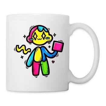 Colorful Doodle Robot With Block - Mug - white - Right