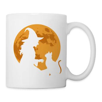 Mondlicht Hexe und Katze - Tasse - Weiß - Rechts