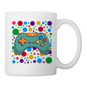 Colourful Gaming Controller Spotty Dotted Gaming - Mug - white - Right