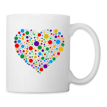Colourful Polka Dot Heart – Bright Spotty Dotted  - Mug - white - Right