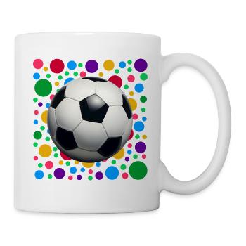 Football Soccer Ball – Colourful Spotty Polka Dot  - Mug - white - Right