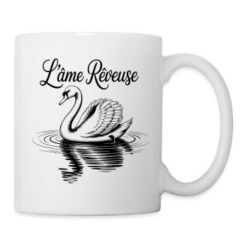 Romantischer schwarzer Schwan auf dem Wasser - Tasse - Weiß - Rechts