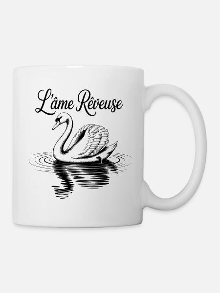 Romantischer schwarzer Schwan auf dem Wasser - Tasse - Weiß