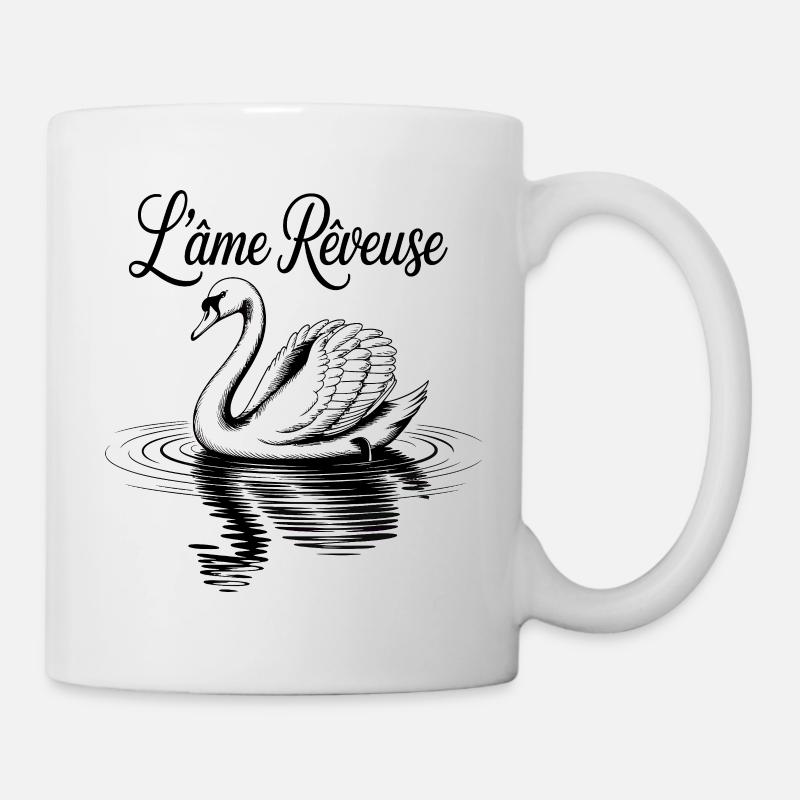 Cygne noir romantique sur eau - Mug blanc - blanc