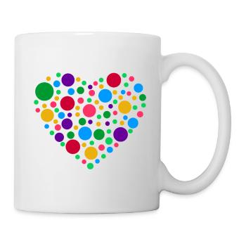 Fleckiges Herz-Punkte-T-Shirt - Tasse - Weiß - Rechts