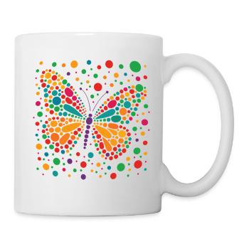 Spotty Butterfly T-Shirt – Colourful Dotted Dots - Mug - white - Right