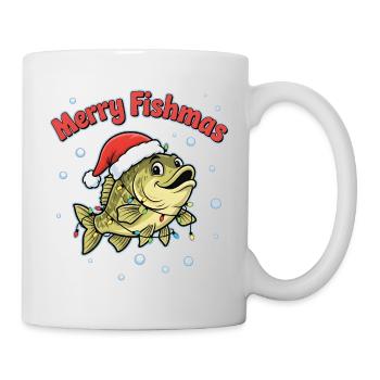 Merry Fishmas Funny Angler Saying Christmas - Mug - white - Right