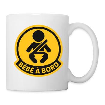 Bébé à Bord Jaune Badge - Mug blanc - blanc - Droite