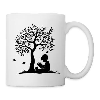 Kind liest unter Baum - Tasse - Weiß - Rechts