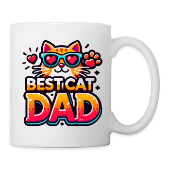 Bester Katzenvater, Vater liebt Katzen - Tasse - Weiß - Rechts