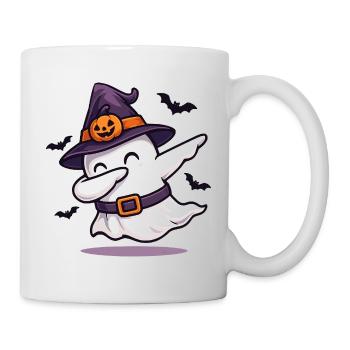 Dabbing Ghost with Witch Hat – Halloween Shirt - Mug - white - Right