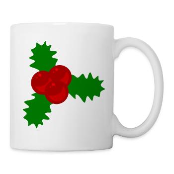 Stechpalmen Beeren Weihnachtsmotiv - Tasse - Weiß - Rechts