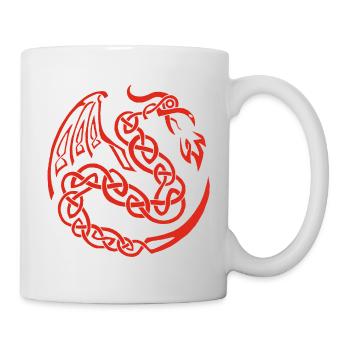 Roter keltischer Drache - Tasse - Weiß - Rechts