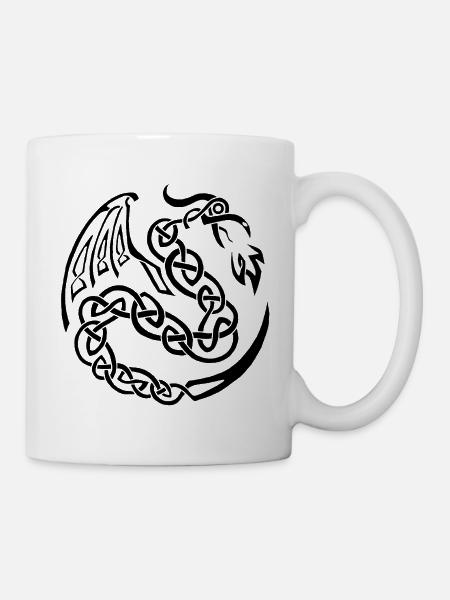 Dragon celte noir - Mug blanc - blanc