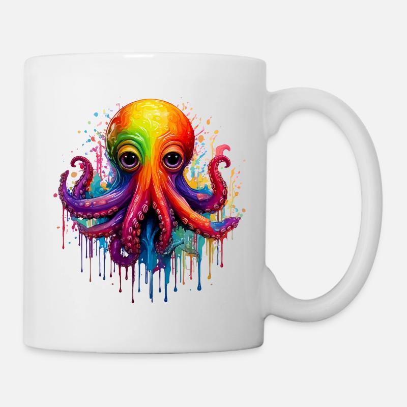 Éclaboussure de pieuvre colorée - Mug blanc - blanc